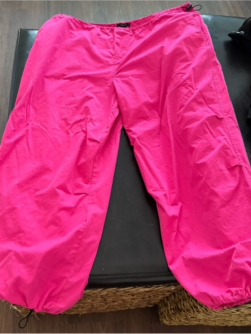 (2) pair Forever 21 Parachute pants Black s L Pink s XL